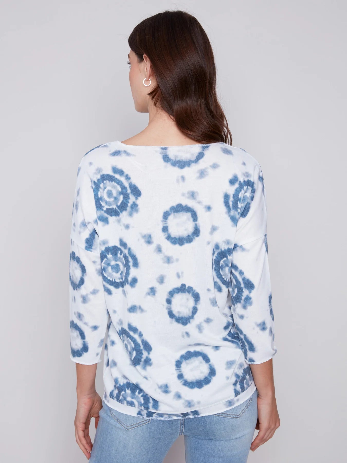 Charlie B Tie-Dye V-Neck Knit Top - Indigo