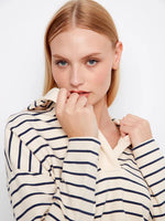 Charlie B V-Neck Striped Hoodie - Navy