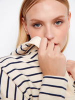 Charlie B V-Neck Striped Hoodie - Navy