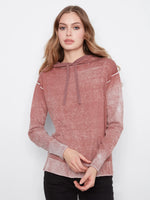 Charlie B Vintage Effect Cotton Hoodie Sweater - Rosewood