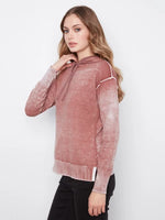 Charlie B Vintage Effect Cotton Hoodie Sweater - Rosewood