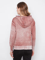 Charlie B Vintage Effect Cotton Hoodie Sweater - Rosewood
