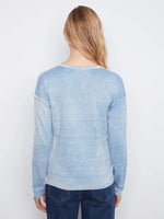 Charlie B Vintage Effect V-Neck Sweater - Storm