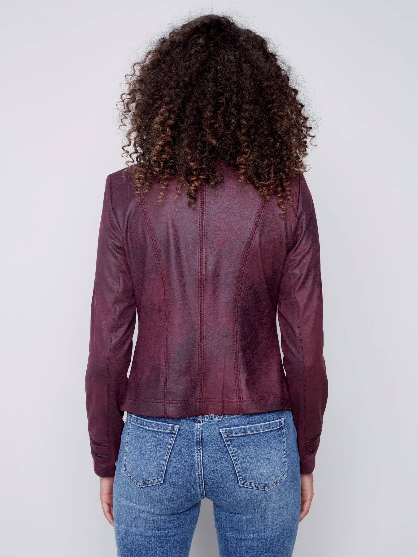 Charlie B Vintage Textured Faux Suede Jacket- Port