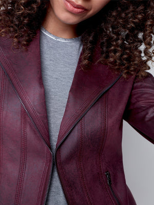 Charlie B Vintage Textured Faux Suede Jacket- Port