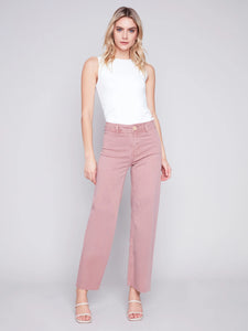 Charlie B Wide Leg Pant with Raw Hem