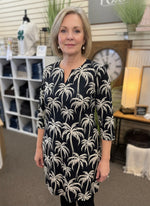 Beachtime by Lulu B UPF 50+ Travel Dress with Notch Neck - Palm Print