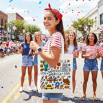 Happy 250th America Doodle Canvas Tote Bag, Patriotic USA 1776-2026