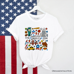 Happy 250th America Doodle T-Shirt, Patriotic USA 1776-2026 250th Anniversary Tee