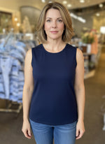 Lulu B Cotton Scoop Neck Tank - Navy