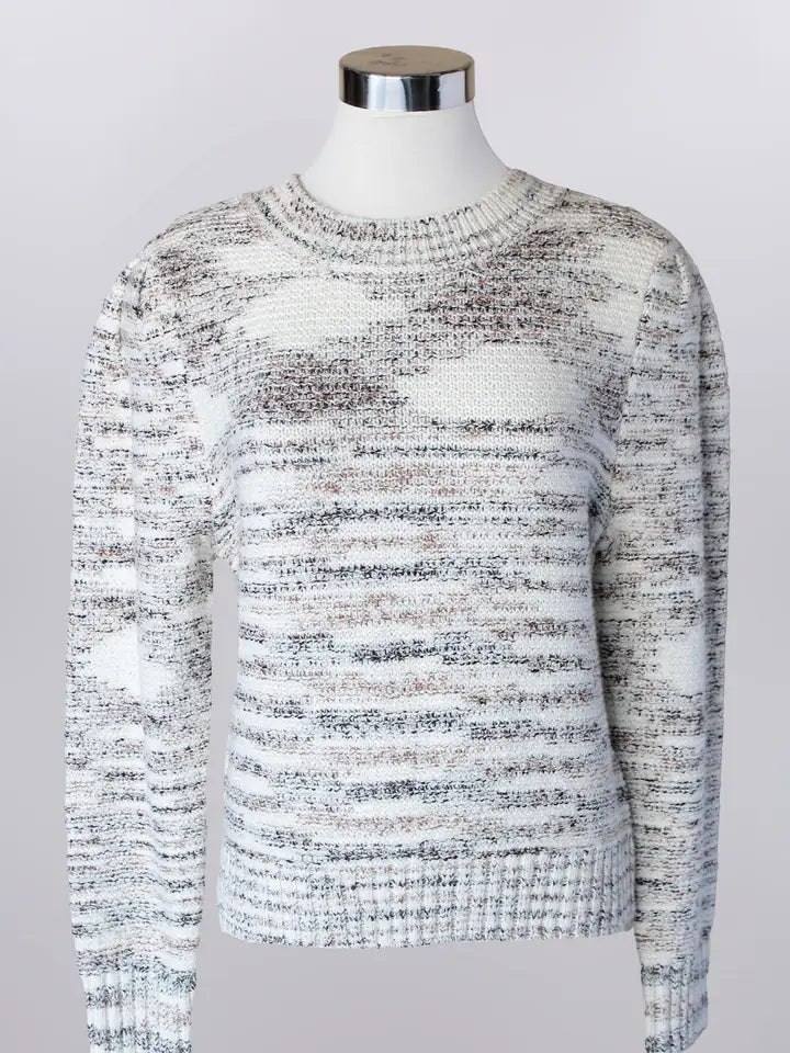 Keren Hart Knit Flecked Sweater with Micro Puff Sleeve
