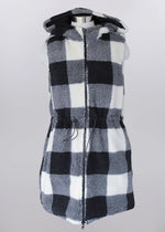 Keren Hart Reversible Checked Sherpa Vest - Flip Side is Solid Black