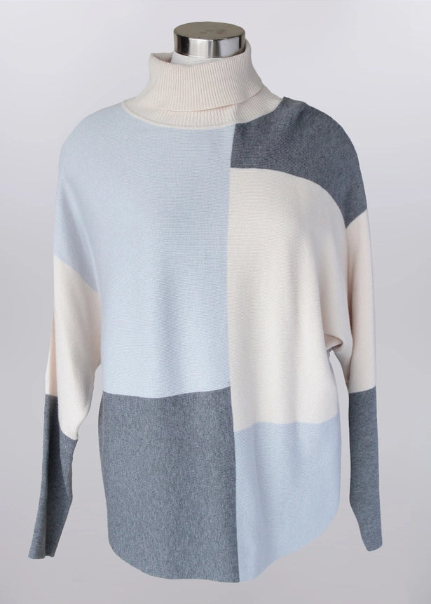 Colorblock Mock Neck Sweater by Keren Hart