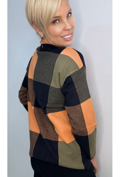 Ethyl Color Block Mock Neck Sweater