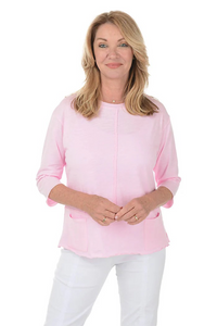 Wild Palms Double Pocket Cotton 3/4 Sleeve Top