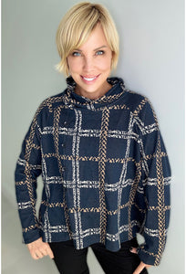 Ethyl Plaid Cowl Neck Sweater