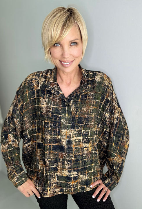 Ethyl Printed Woven Blouse with Collar