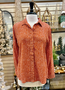 Keren Hart Polka-Dot Button Down Blouse - Terracotta with Cream Dots