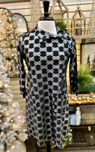 Lulu B UPF 50+ Snap Neck Dress with Metallic Silver Medalion Print