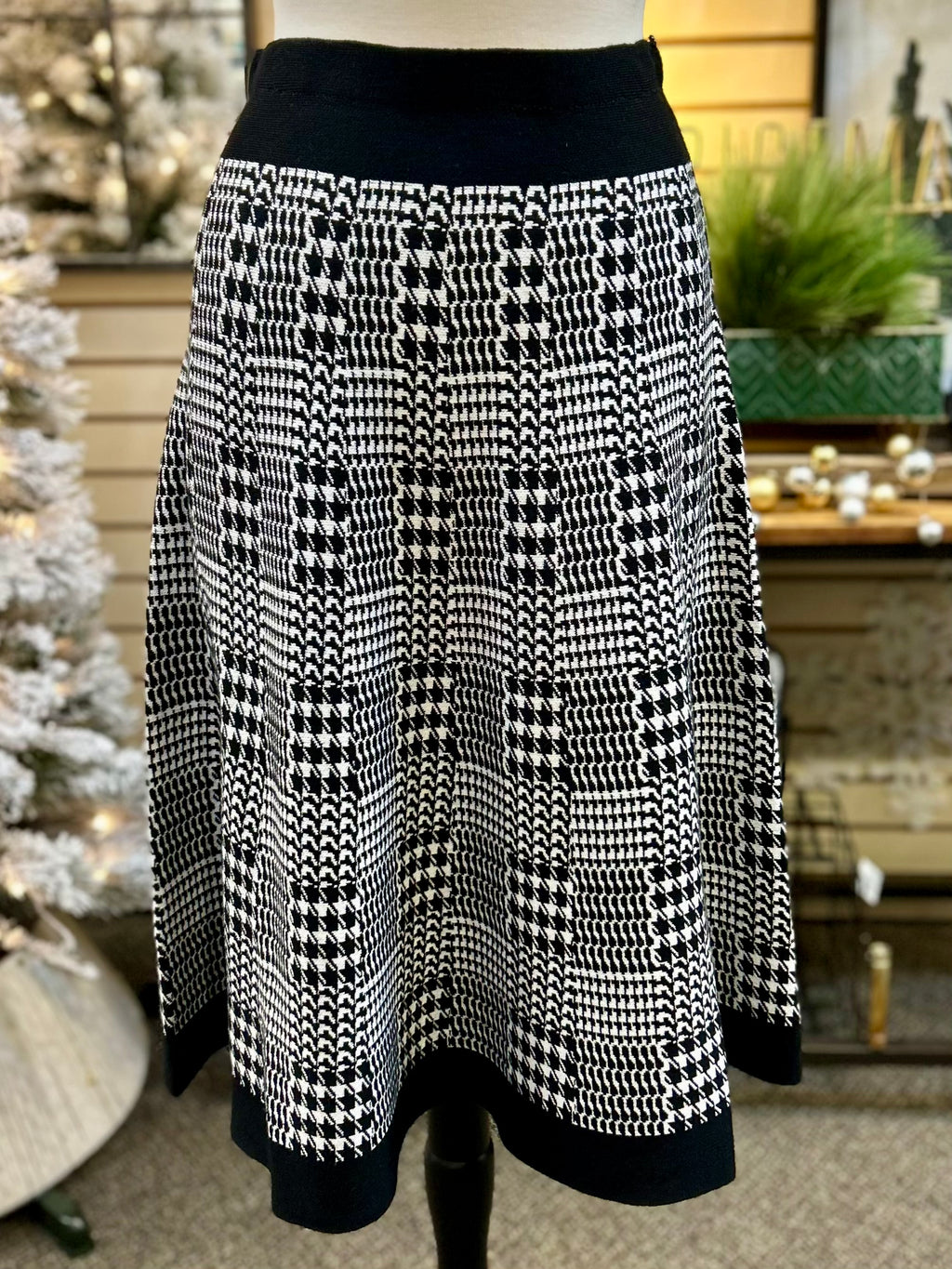 Keren Hart Black and White Houndstooth Skirt