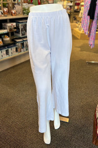 Wild Palms Side Slit Button Up Flood Pant - White