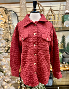 Keren Hart Quilted Button-Down Coat in Raspberry