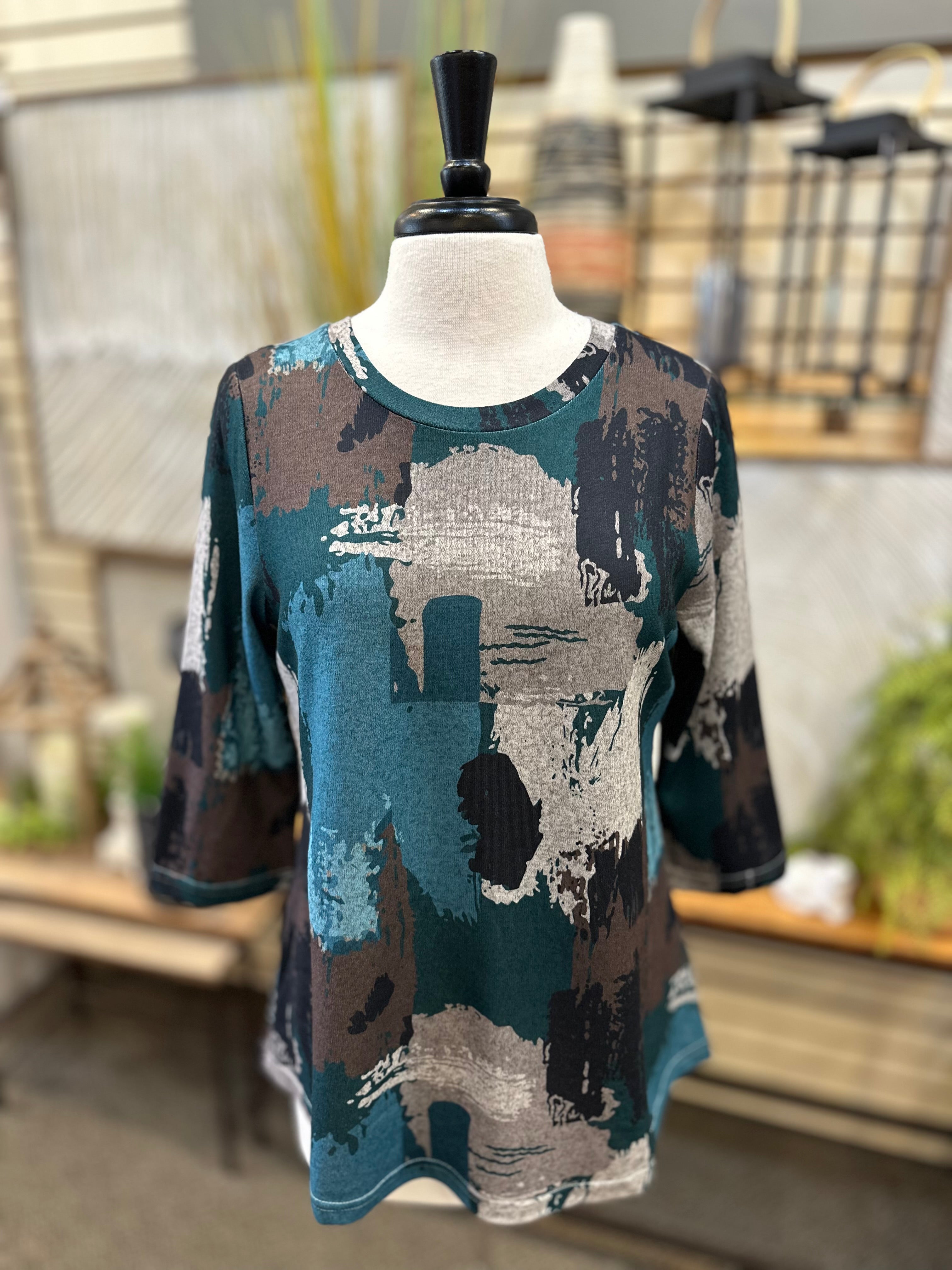 Printed 3/4 Sleeve Top by Creation