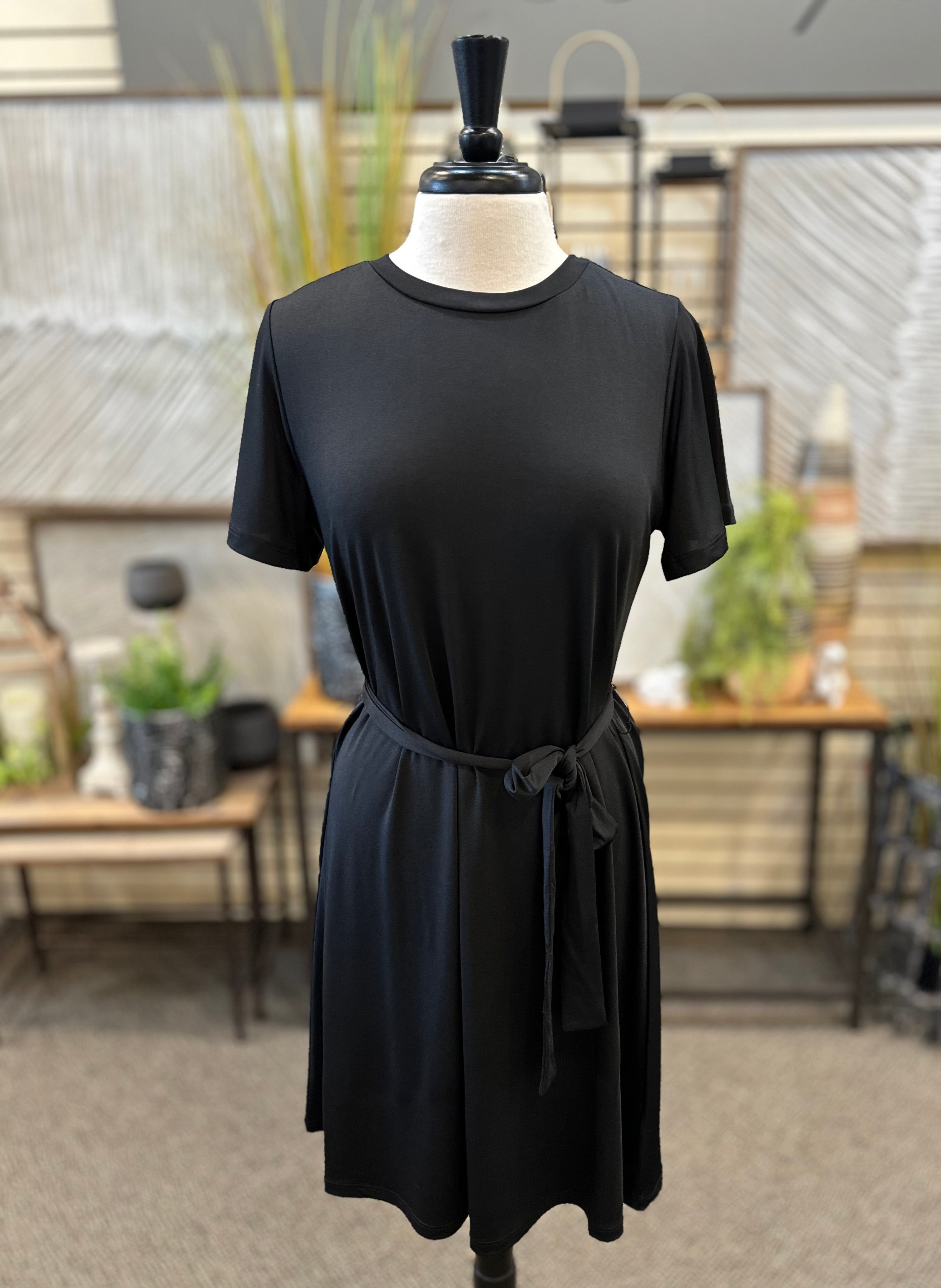 Keren Hart Cap Sleeve Dress with Waist Tie