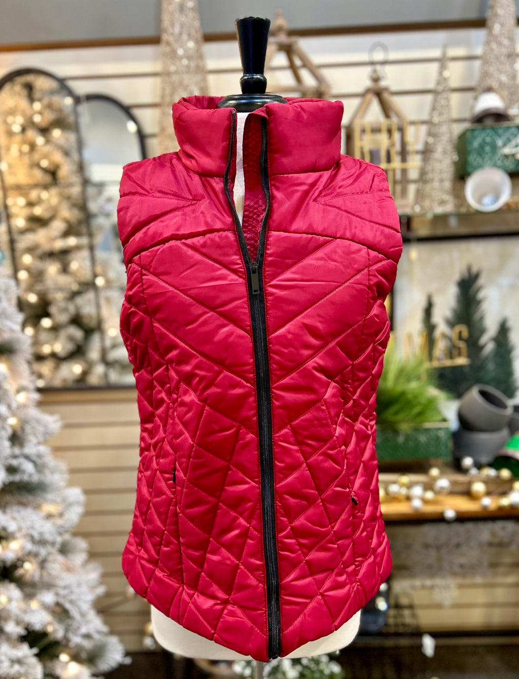 Keren Hart Puffer Zip Vest - Ruby