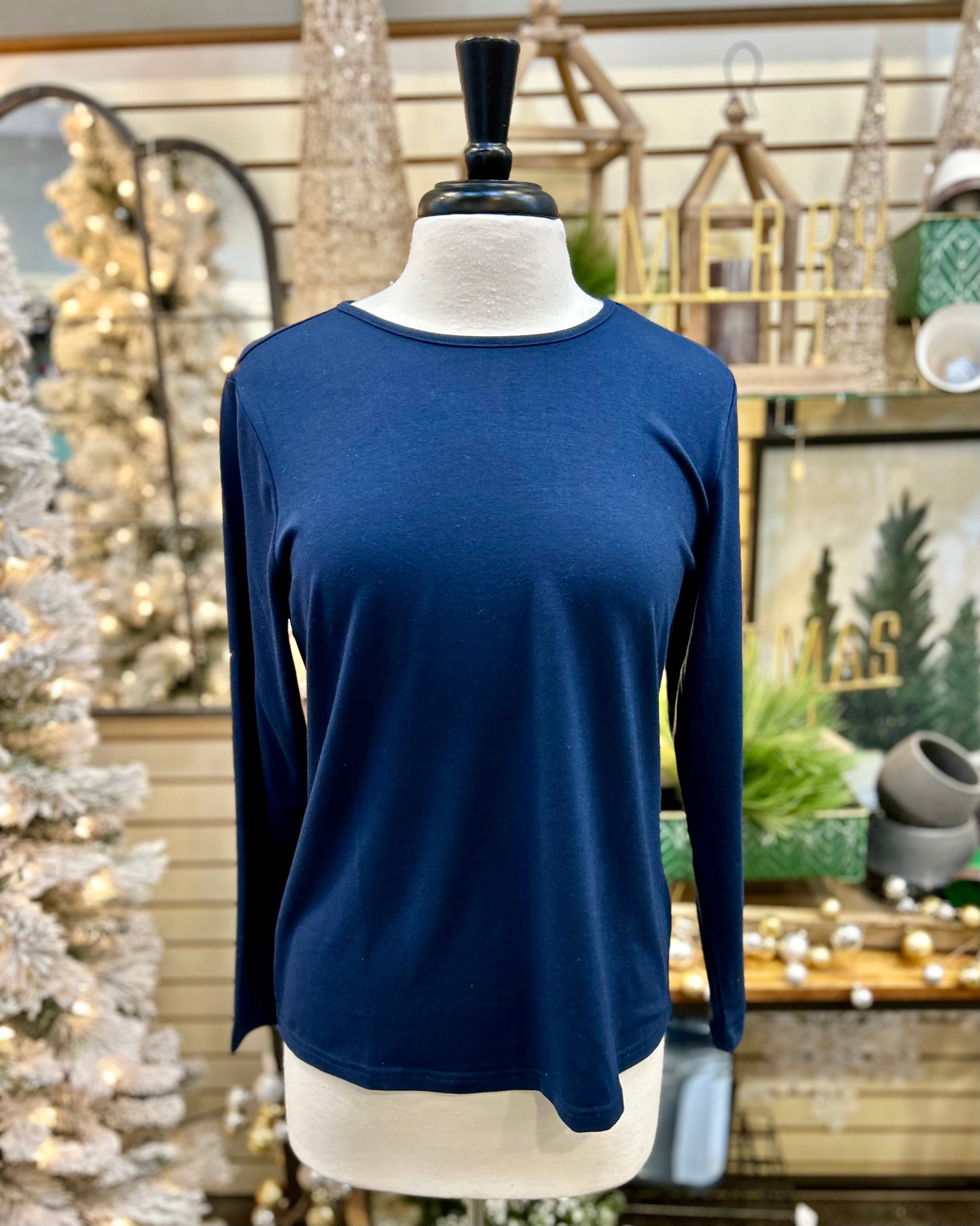 Lulu B Scoop Neck Long Sleeve - Navy