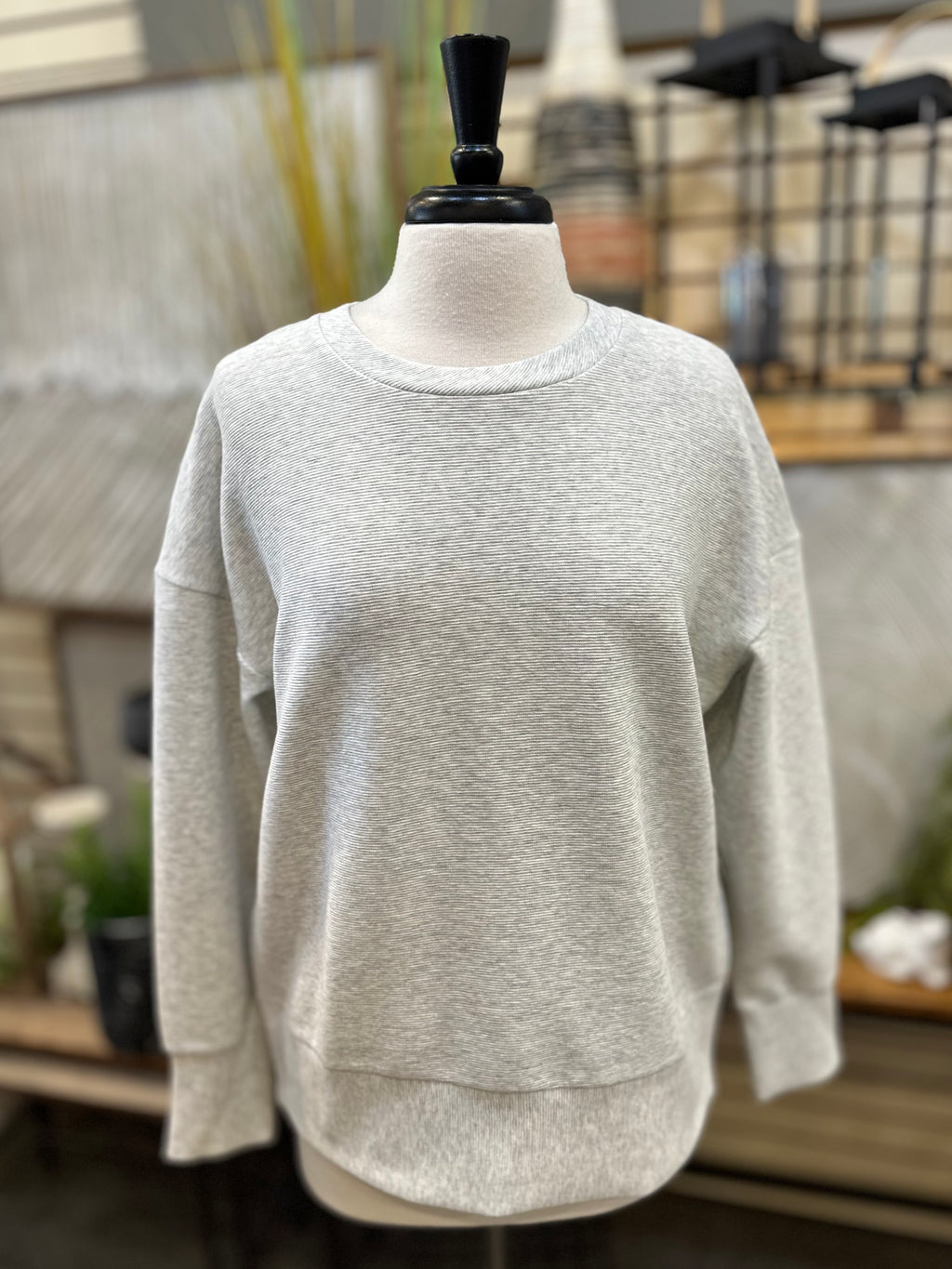 Keren Hart Cotton Ribbed Crew Neck with Side Zipper