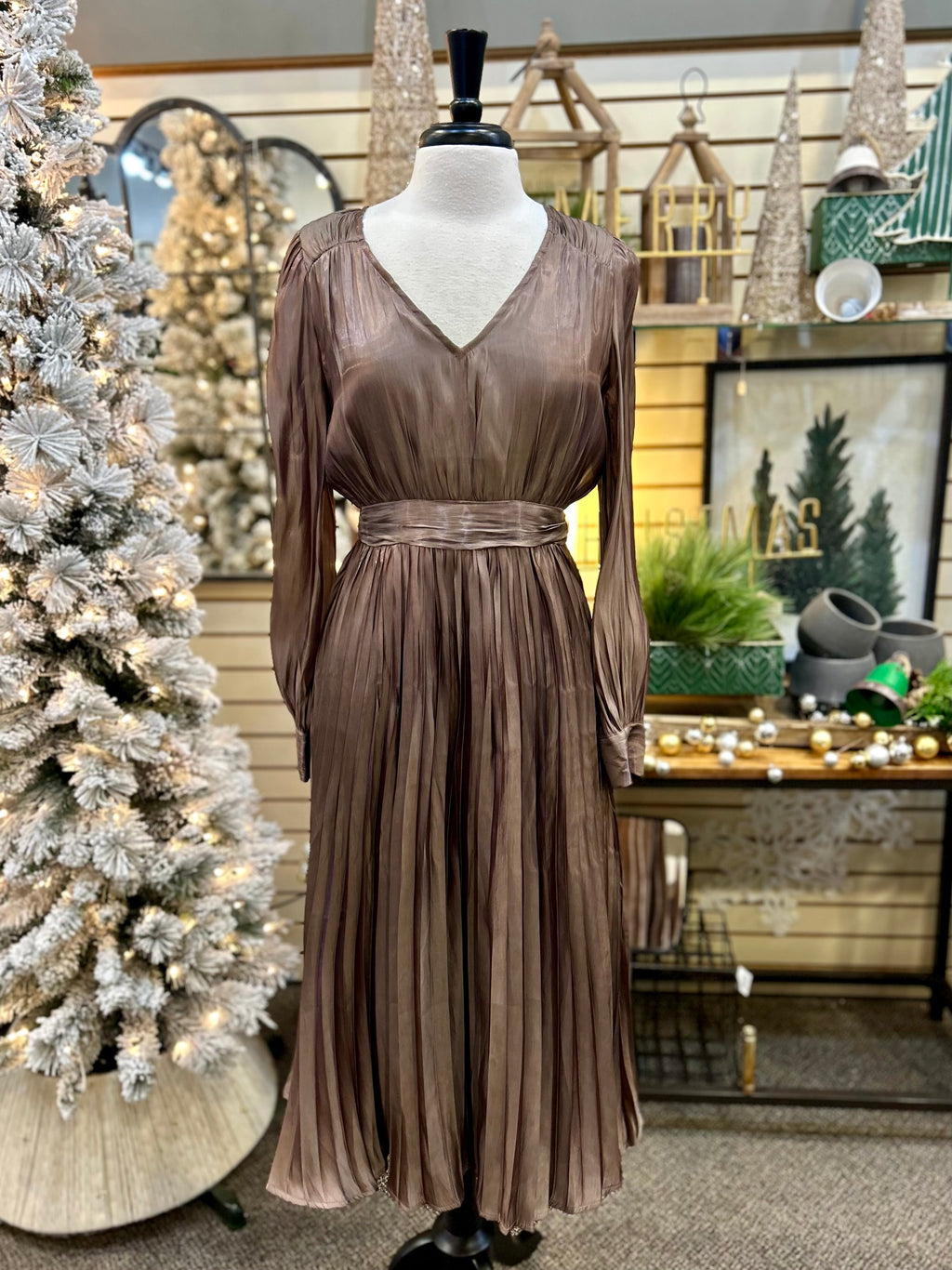 By The River by Blu Pepper Pleated Long Sleeve Dress