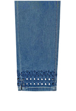 Ethyl Pull-On Ankle Pant featuring Cut Out Embroidery