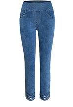 Ethyl Pull-On Ankle Pant featuring Cut Out Embroidery