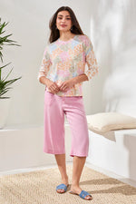 Tribal Fashions 3/4 Sleeve Crew Neck Knit Top - Daffodil