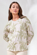 Tribal Fashions 3/4 Sleeve Crew Neck Knit Top - Kiwizest