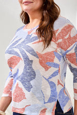 Tribal Fashions 3/4 Sleeve Crew Neck Knit Top - Sky