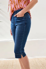 Tribal Jeans Audrey Pull-On Pedal Pusher Boundless Stretch Denim - Faded Blue