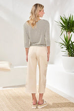 Tribal Fashions Boat Neck 3/4 Sleeve Top with Knot Front - Rainforest