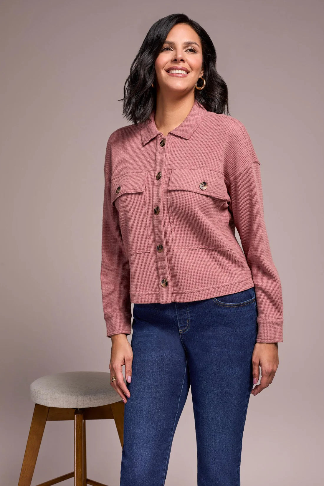 Tribal Fashions Brushed Waffle Knit Shacket