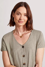 Tribal Fashions Button Knot Hem Short Sleeve Top