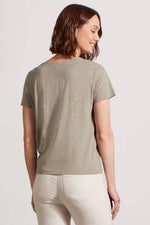 Tribal Fashions Button Knot Hem Short Sleeve Top