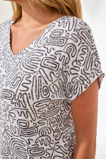Tribal Fashions Cap Sleeve Wear Two Ways Top - White + Black