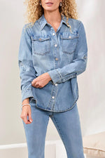 Tribal Fashions Classic Soft Denim Shirt with Roll-up Sleeves