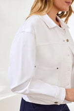 Tribal Fashions Comfort Stretch Denim Button-Front Jacket - White