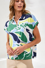 Tribal Sport UPF 50+ High Performance Dolman Zip-Front Sport Top - Floral Lime