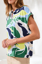 Tribal Sport UPF 50+ High Performance Dolman Zip-Front Sport Top - Floral Lime