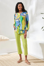 Tribal Fashions Flowy Dolman Sleeve Blouse with Self-Covered Buttons - Mojito