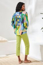 Tribal Fashions Flowy Dolman Sleeve Blouse with Self-Covered Buttons - Mojito
