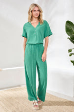 Tribal Fashions Flowy Linen Wide Leg Ankle Pant - Grass